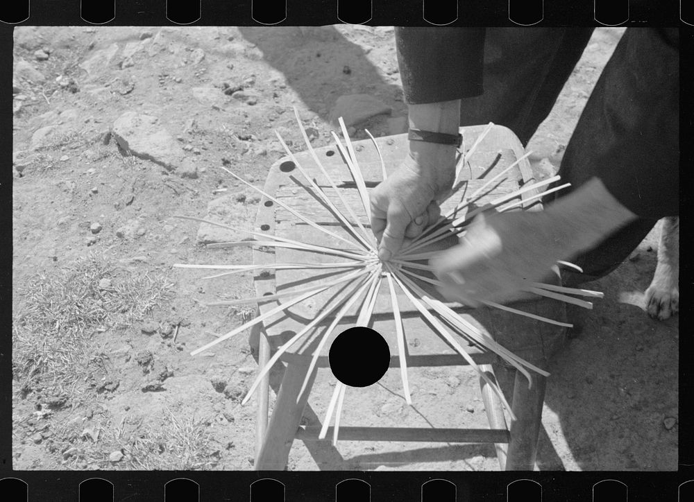 [Untitled photo, possibly related to: Weaving a basket, Shenandoah National Park, Nicholson Hollow, Virginia]. Sourced from…