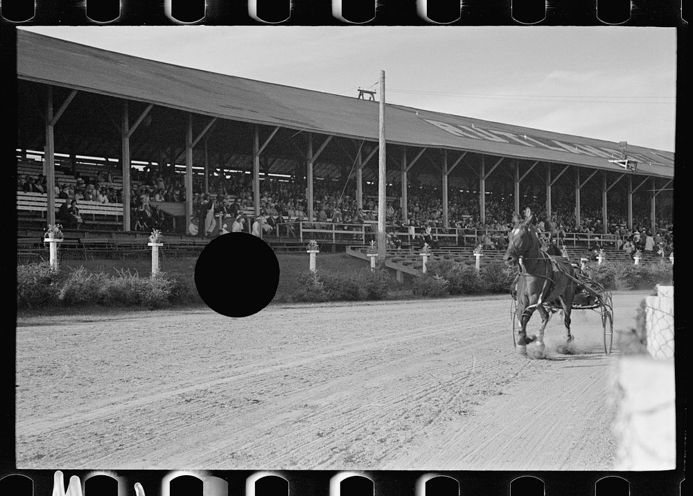 [Untitled photo, possibly related to: Trotting horse race, State Fair, Rutland, Vermont]. Sourced from the Library of…