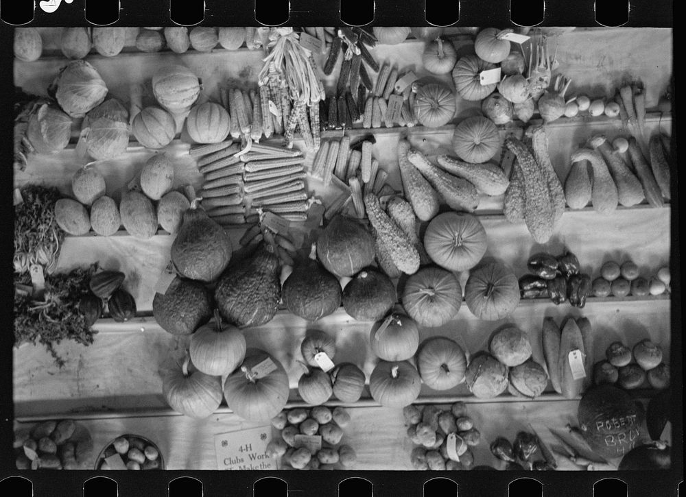 Fruit and vegetable display, State Fair, Rutland, Vermont. Sourced from the Library of Congress.