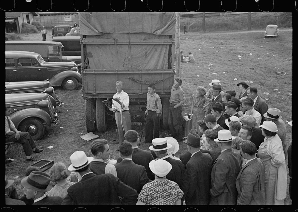 Rutland, Vermont. Watching the medicine man at the Vermont State Fair. Sourced from the Library of Congress.