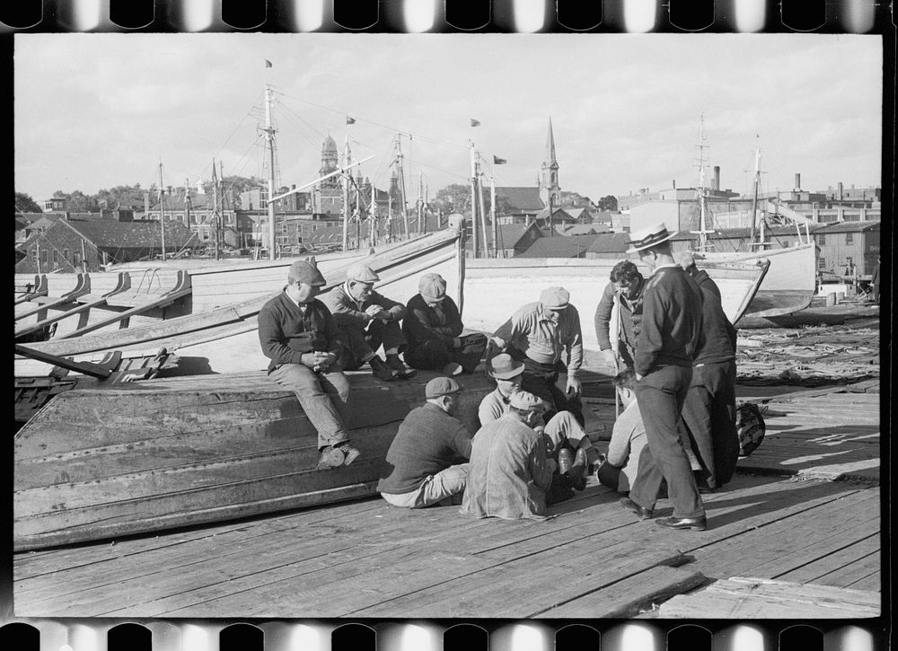 Fishermen playing cards, Gloucester, Massachusetts. Sourced from the Library of Congress.