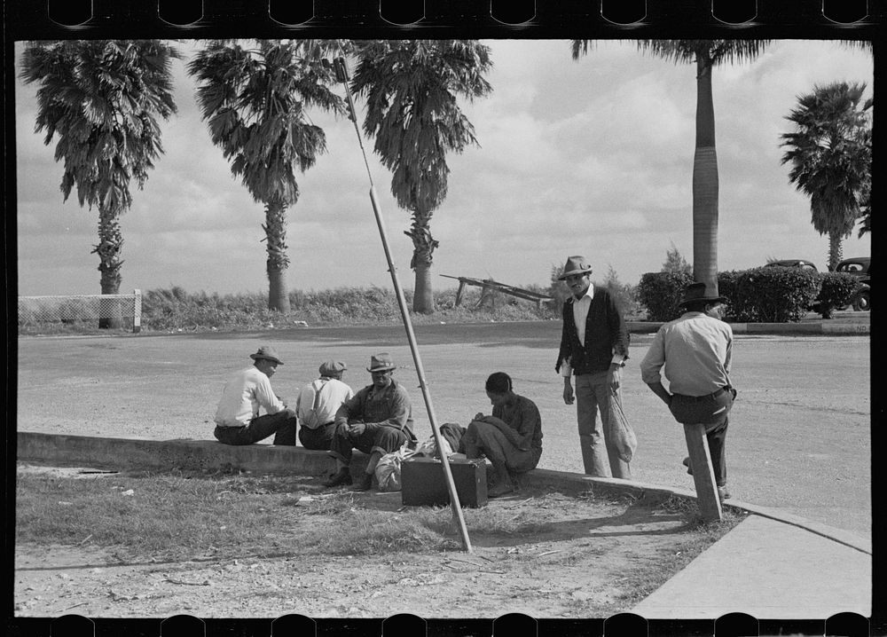  beanpickers hitchhiking near Belle Glade, Florida. Sourced from the Library of Congress.