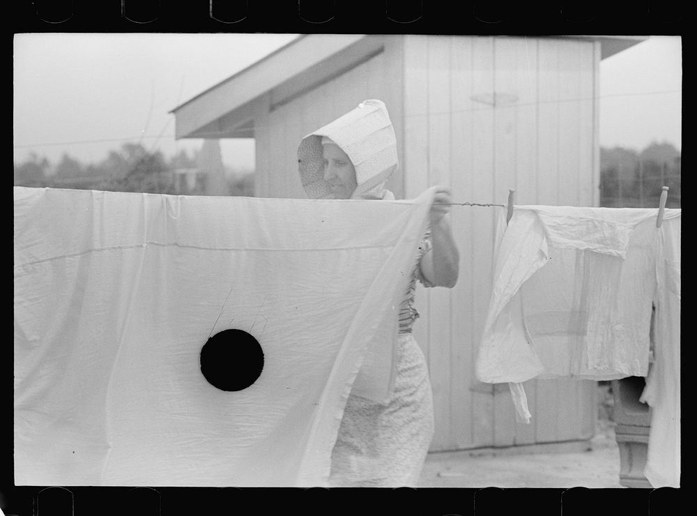 [Untitled photo, possibly related to: Resettled farmer's wife (Mrs. Lestor Barnes), Wabash Farms, Indiana]. Sourced from the…