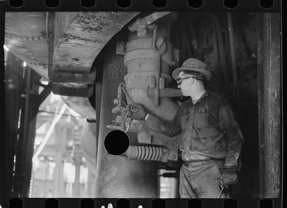 [Untitled photo, possibly related to: Steelworkers at blast furnace, Pittsburgh, Pennsylvania]. Sourced from the Library of…