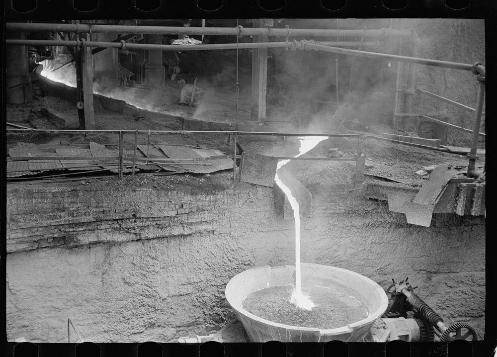 [Untitled photo, possibly related to: Tapping the slag at a blast furnace, Pittsburgh, Pennsylvania]. Sourced from the…