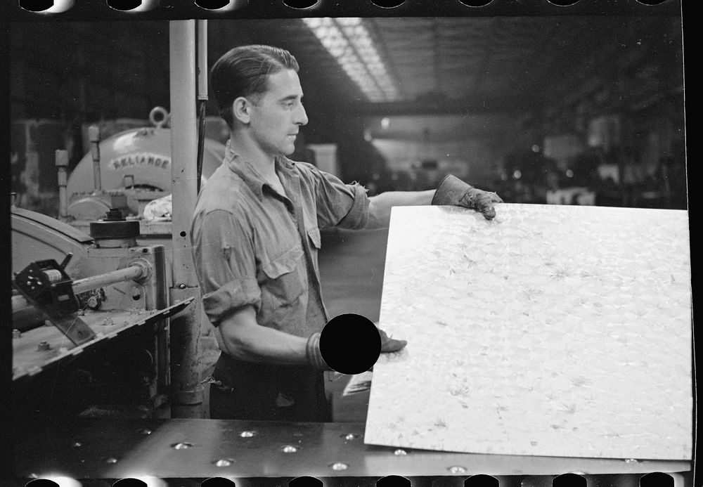 [Untitled photo, possibly related to: Steelworker at galvanizing machine, Pittsburgh, Pennsylvania]. Sourced from the…