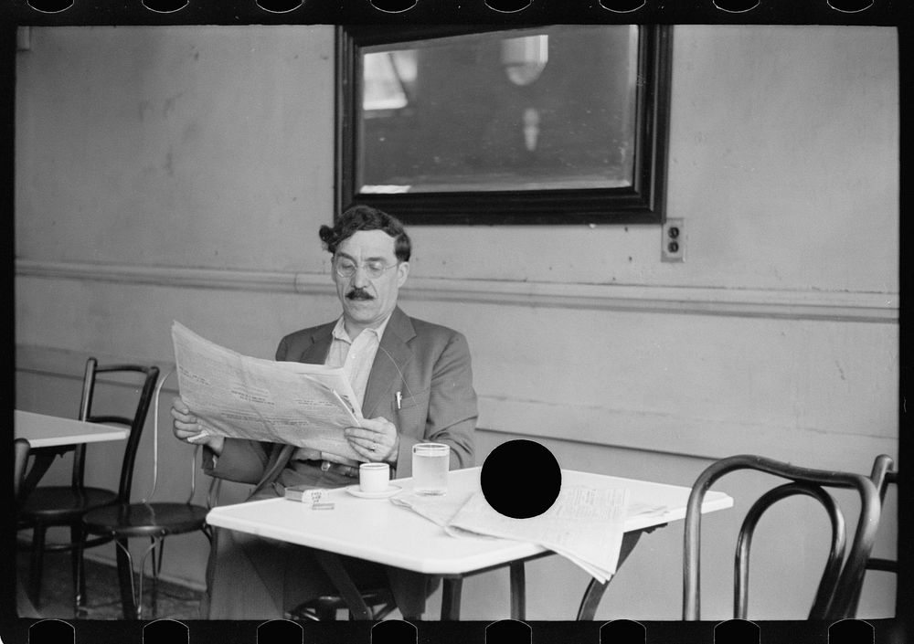 [Untitled photo, possibly related to: A Greek steelworker in a coffee shop, Aliquippa, Pennsylvania]. Sourced from the…
