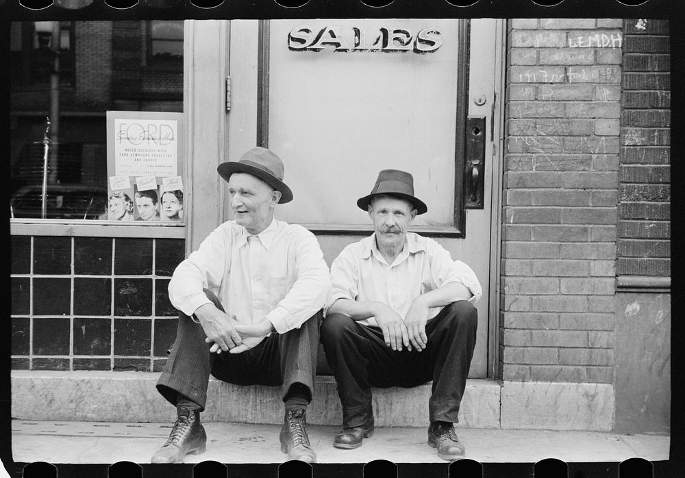 Two veteran steelworkers, Aliquippa, Pennsylvania. Sourced from the Library of Congress.