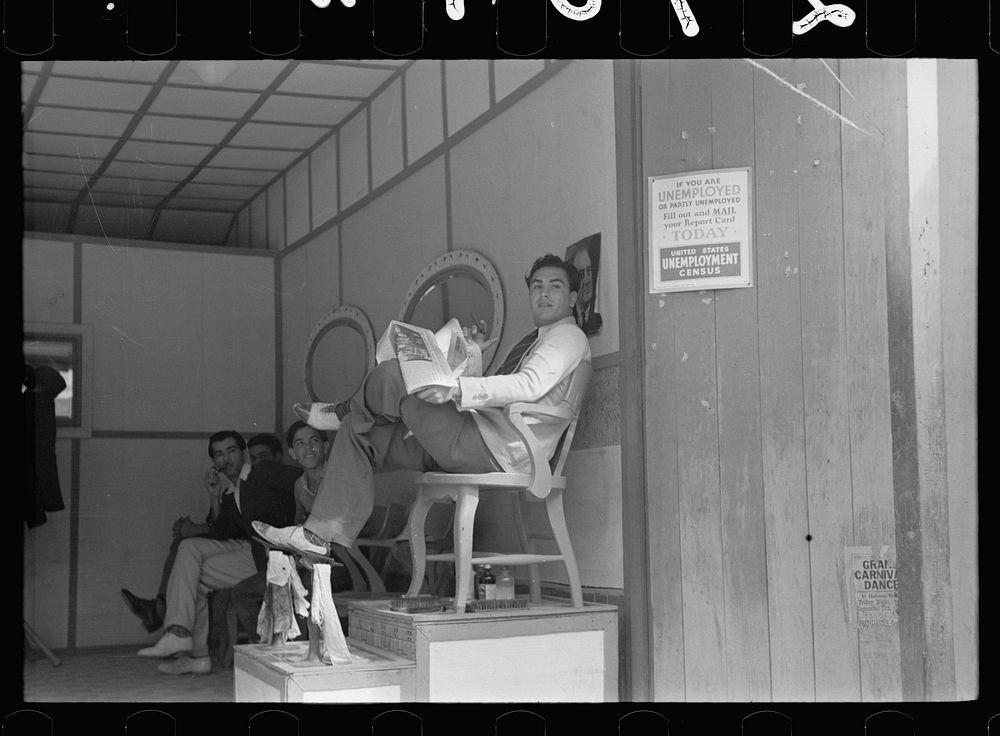 Loungers in barbershop, Key West, Florida. Sourced from the Library of Congress.