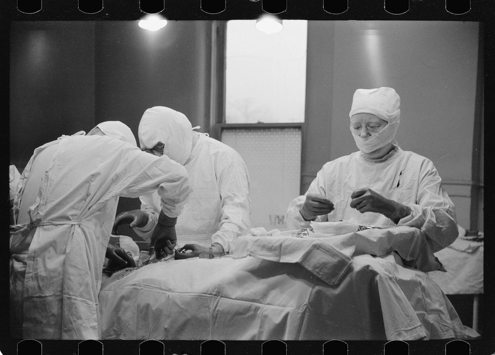 [Untitled photo, possibly related to: Operation, Herrin Hospital (private), Herrin, Illinois]. Sourced from the Library of…