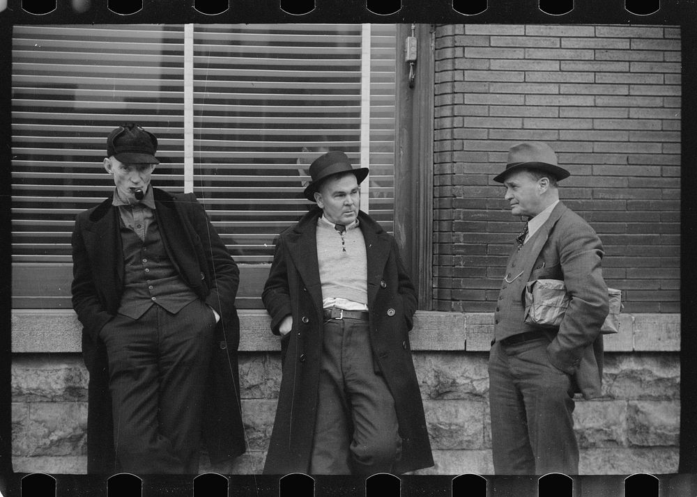 [Untitled photo, possibly related to: Unemployed miners on corner of main street, Herrin, Illinois]. Sourced from the…