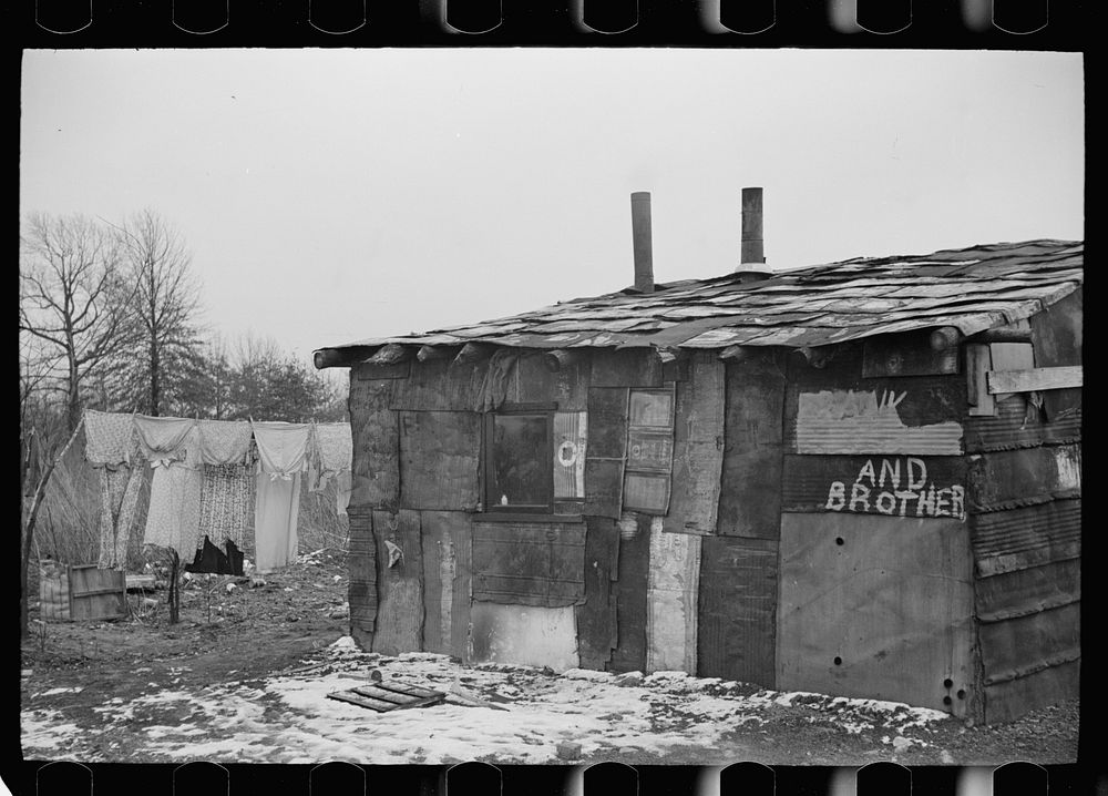 [Untitled photo, possibly related to: A shanty built of refuse near the Sunnyside slack pile, Herrin, Illinois]. Sourced…