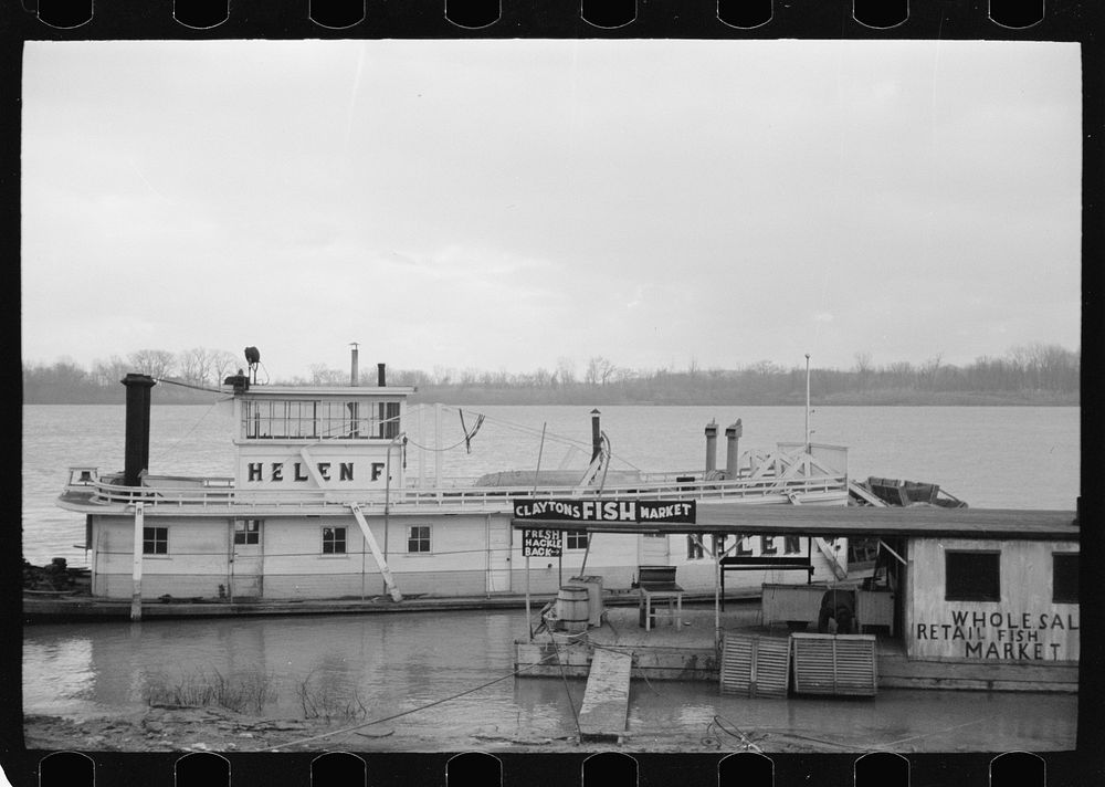 Ohio River steamboat, Shawneetown, Illinois. Sourced from the Library of Congress.