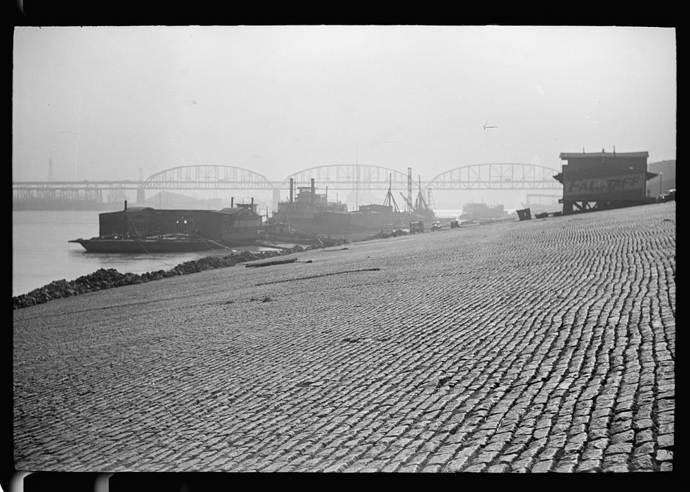 Levee along Mississippi, Saint Louis, Missouri. Sourced from the Library of Congress.