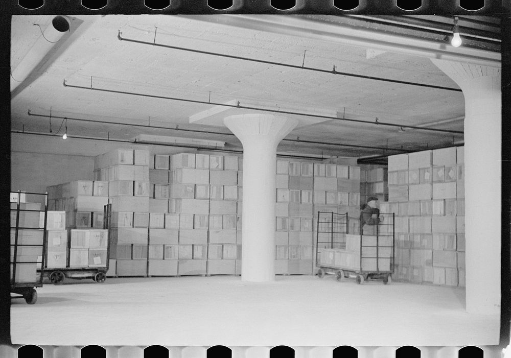 [Untitled photo, possibly related to: Packing eggs in cold storage warehouse, Jersey City, New Jersey]. Sourced from the…