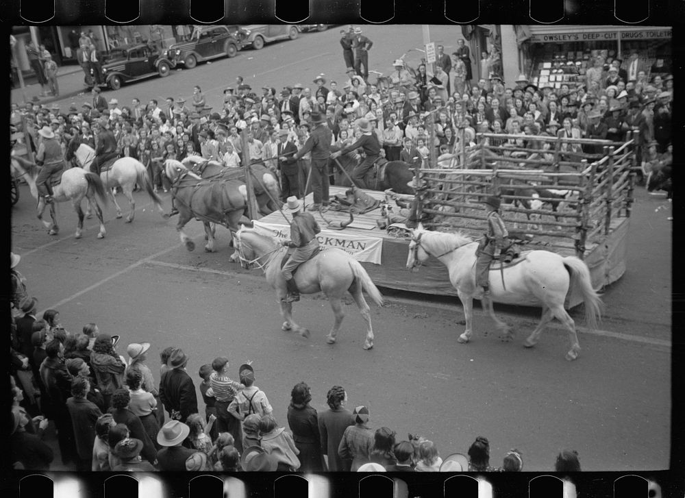 [Untitled photo, possibly related to: Crowd dispersing after Go Western parade, Billings, Montana]. Sourced from the Library…