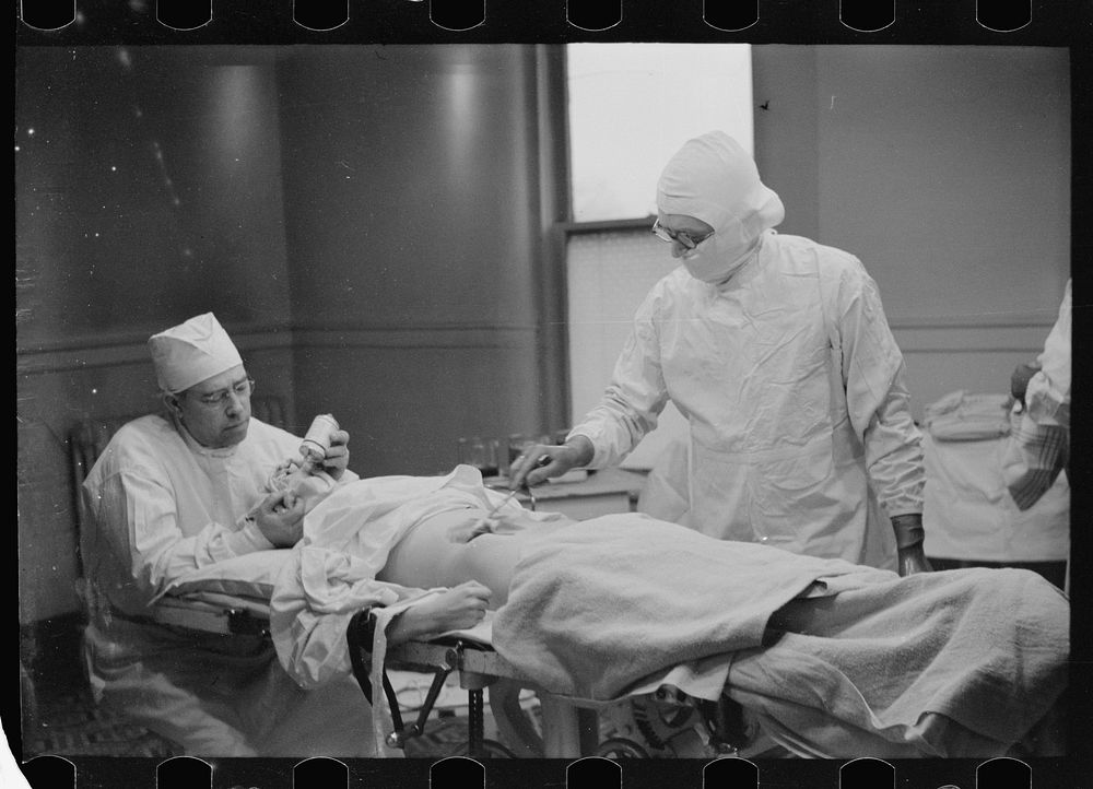 [Untitled photo, possibly related to: Patient being prepared for operation, Herring Hospital (private), Herrin, Illinois].…