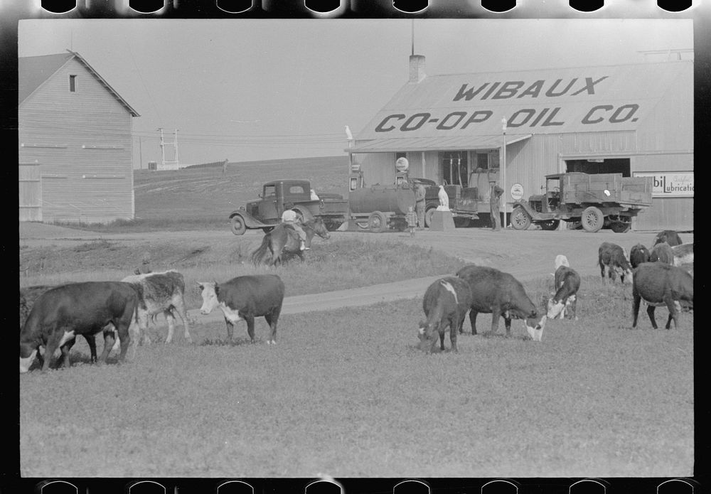 Gas station, Wibaux, Montana. Sourced from the Library of Congress.