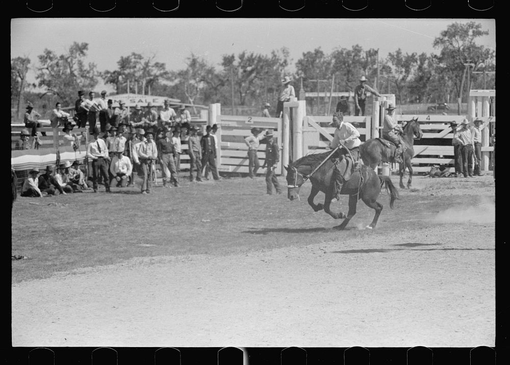 [Untitled photo, possibly related to: Bronco rider, rodeo, Miles City, Montana]. Sourced from the Library of Congress.