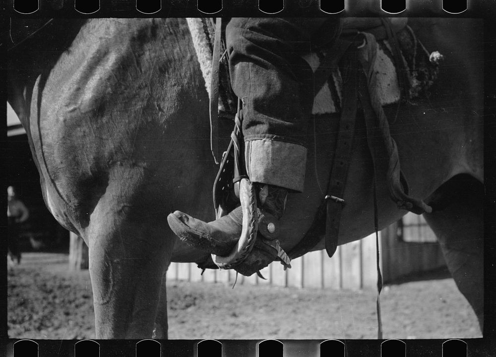 [Untitled photo, possibly related to: Cowboy's boot and spurs, Quarter Circle U Ranch, Big Horn County, Montana]. Sourced…