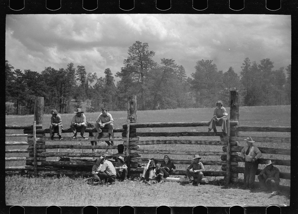 [Untitled photo, possibly related to: Branding, Three Circle roundup, Custer National Forest, Montana]. Sourced from the…