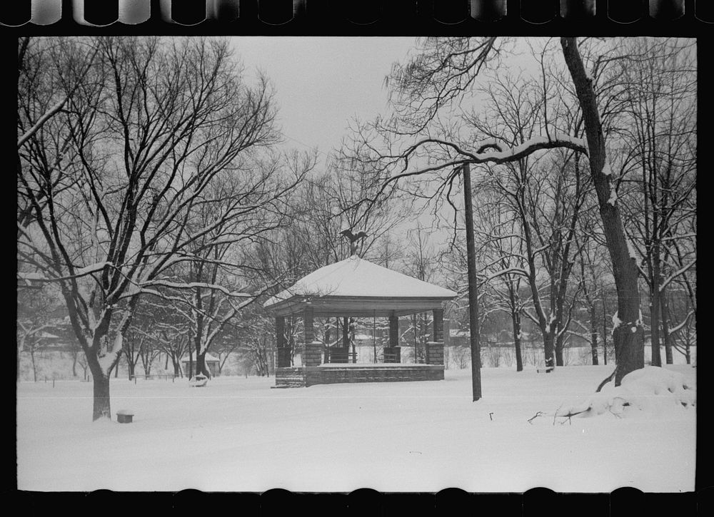 [Untitled photo, possibly related to: Statue in park after snowstorm, Chillicothe, Ohio]. Sourced from the Library of…