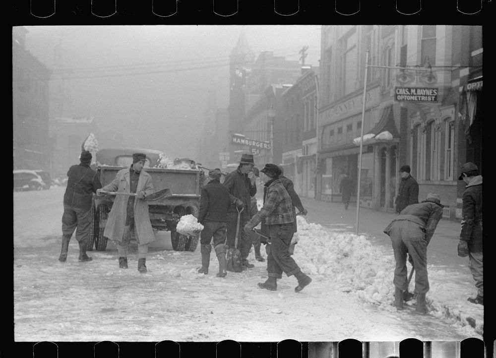 [Untitled photo, possibly related to: Clearing the snow off the streets of Chillicothe, Ohio]. Sourced from the Library of…