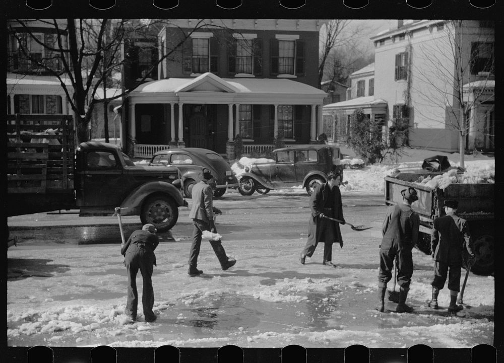[Untitled photo, possibly related to: Clearing the snow off city streets, Chillicothe, Ohio]. Sourced from the Library of…