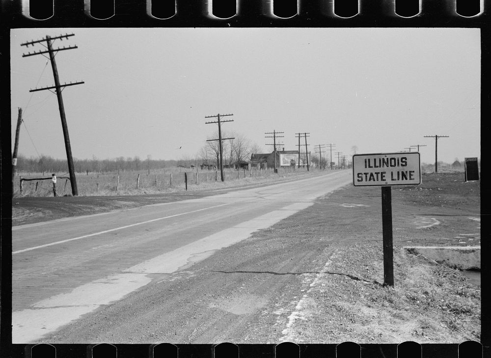 State line, Indiana--Illinois. Sourced from the Library of Congress.