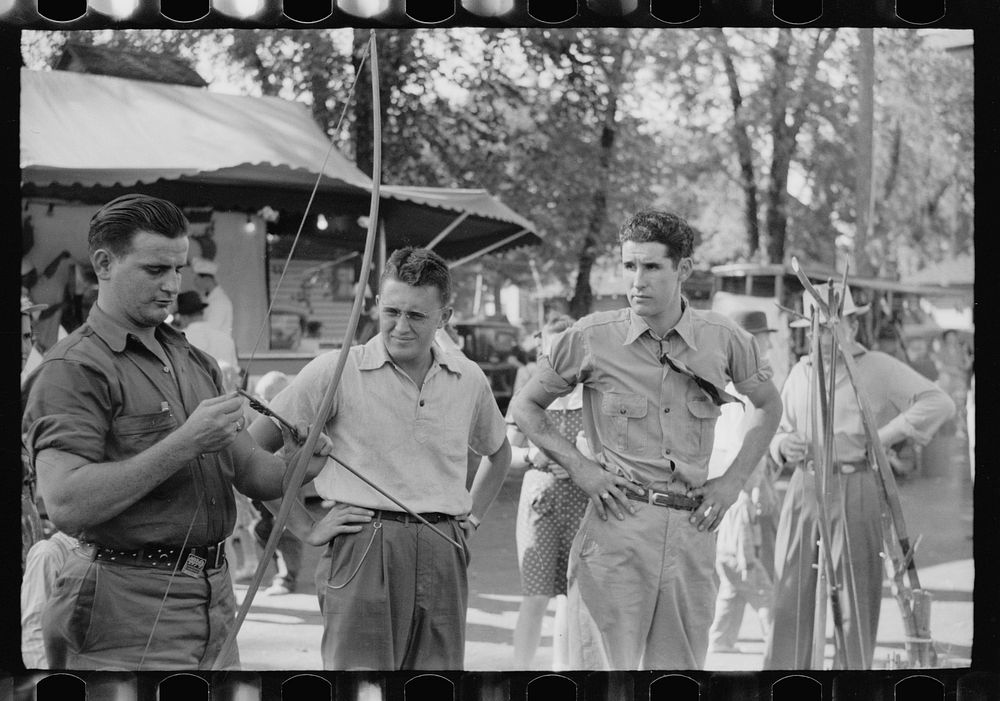 [Untitled photo, possibly related to: Archery concession, Central Iowa 4-H Club fair, Marshalltown, Iowa]. Sourced from the…