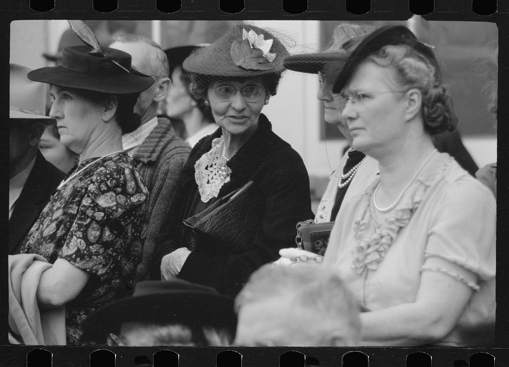 Tourists watch costume show, Charro Days, Brownsville, Texas. Sourced from the Library of Congress.