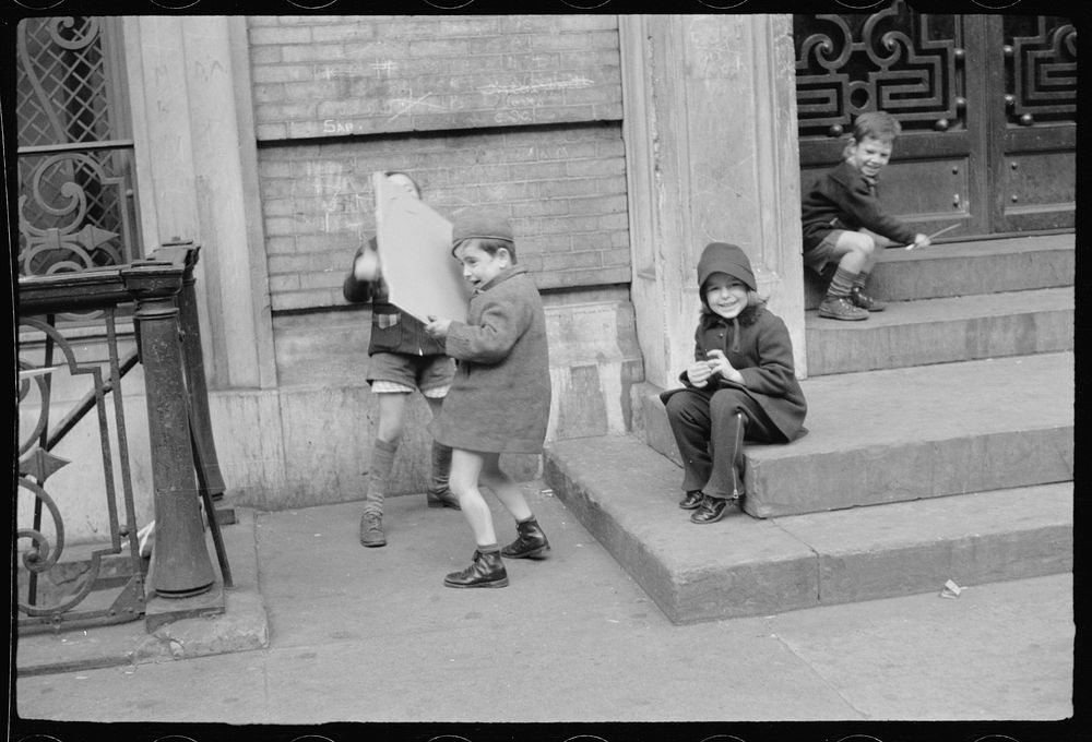 Children playing, New York City, New York. Sourced from the Library of Congress.