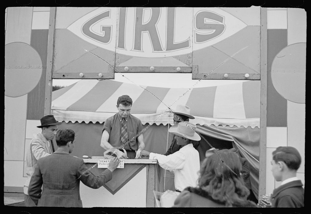 [Untitled photo, possibly related to: Ticket sellers, carnival, Brownsville, Texas]. Sourced from the Library of Congress.