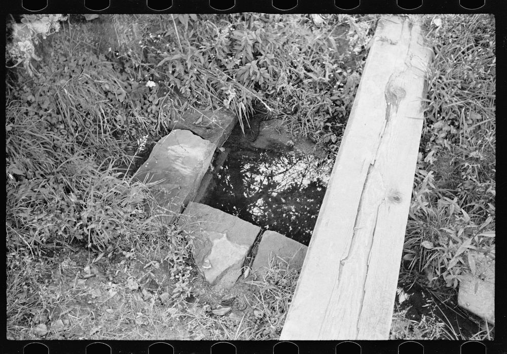 Spring, typical water supply, Garrett County, Maryland. Sourced from the Library of Congress.