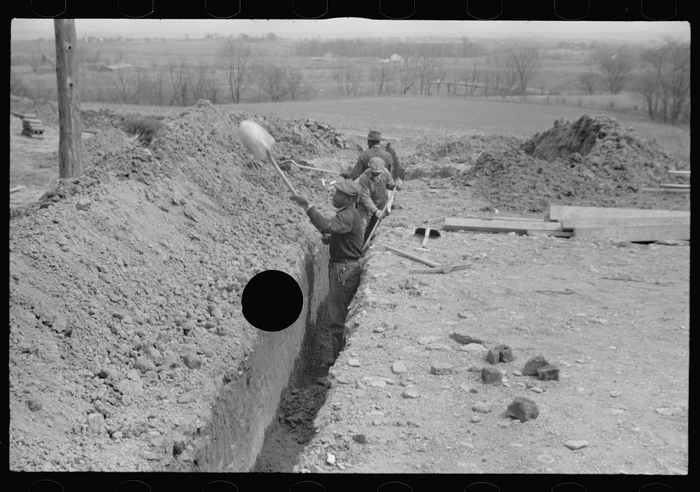 [Untitled photo, possibly related to: Surveying at the Greenhills Project, Cincinnati, Ohio]. Sourced from the Library of…