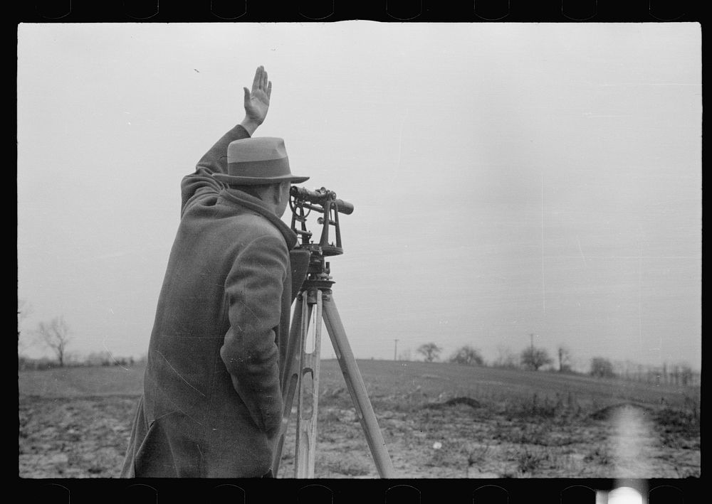 Surveying at the Greenhills Project, Cincinnati, Ohio. Sourced from the Library of Congress.