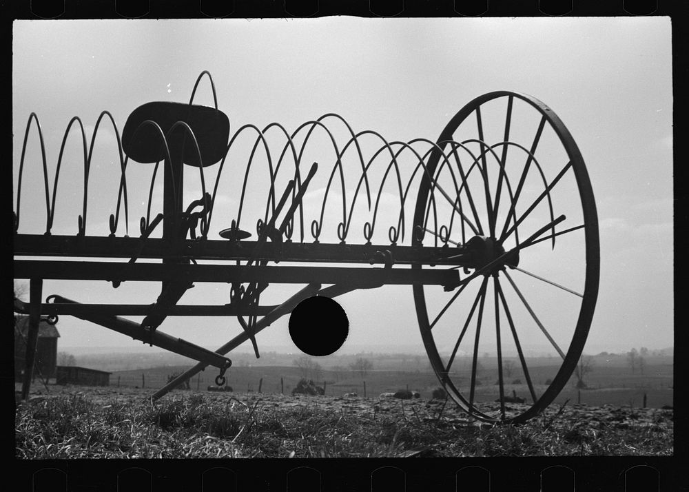 [Untitled photo, possibly related to: Hayrake on farm near the Greenhills Project, Cincinnati, Ohio]. Sourced from the…