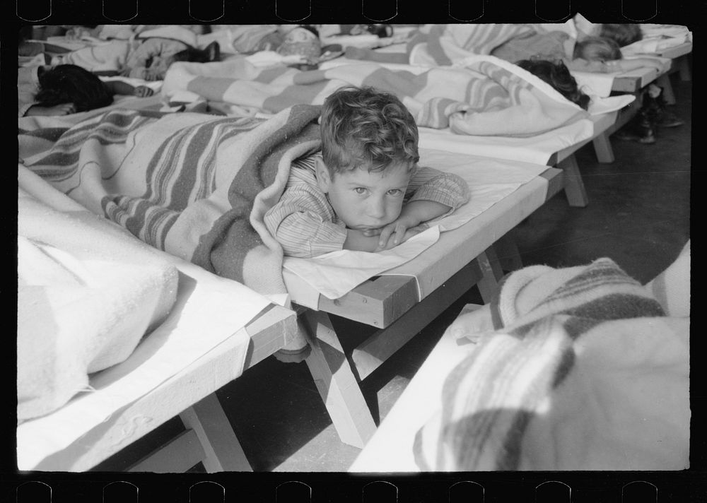 Midday nap, nursery school, FSA (Farm Security Administration) camp, Harlingen, Texas. Sourced from the Library of Congress.
