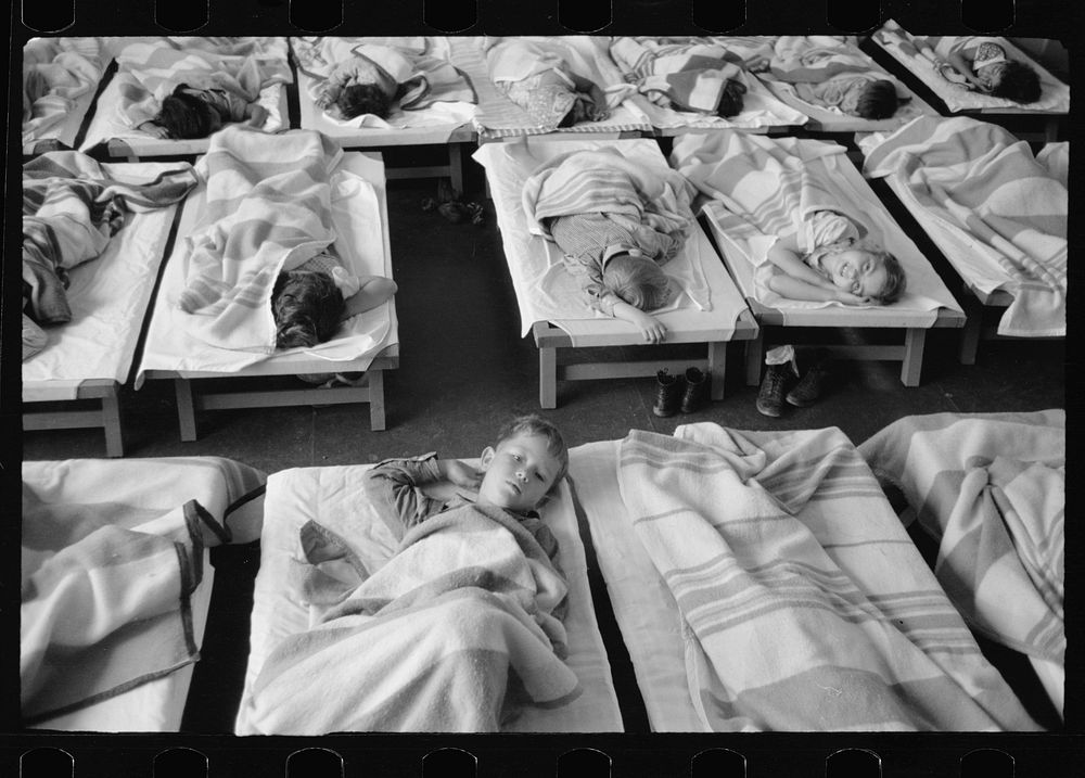 [Untitled photo, possibly related to: Midday nap, nursery school, FSA (Farm Security Administration) camp, Harlingen…