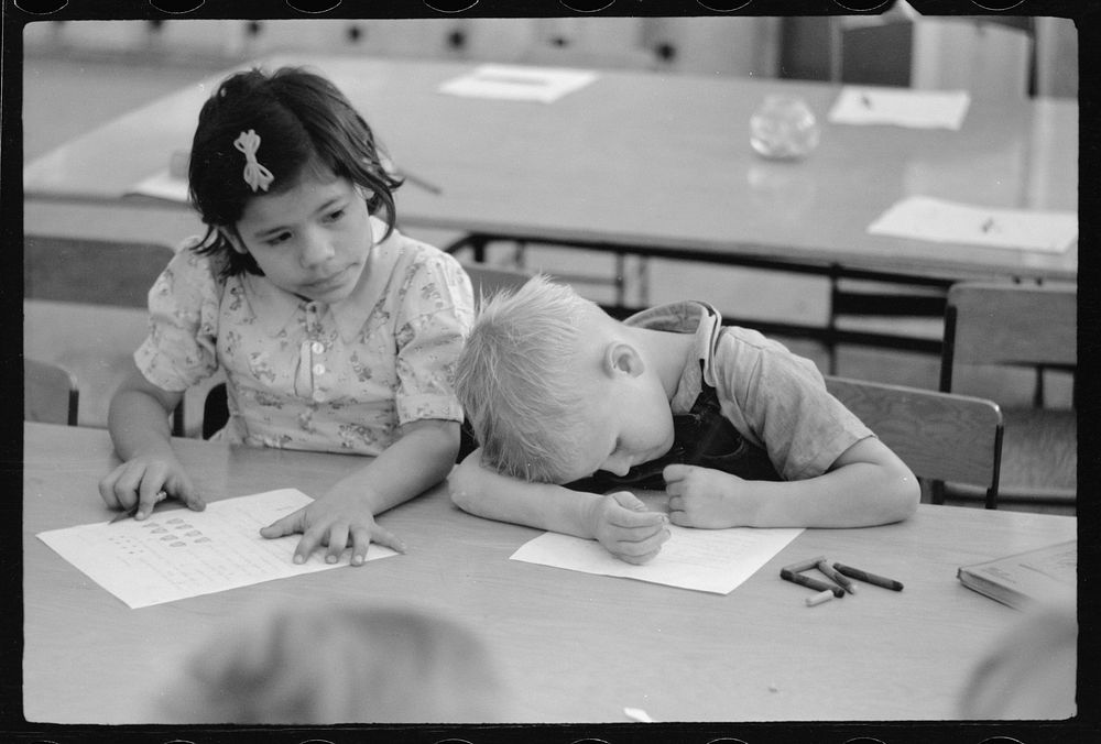 [Untitled photo, possibly related to: Third grade, elementary school, FSA (Farm Security Administration) camp, Weslaco…