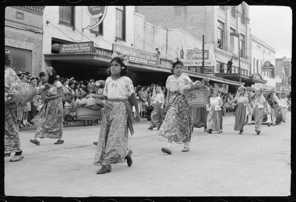 [Untitled photo, possibly related to: Children's parade, Charro Days, Brownsville, Texas]. Sourced from the Library of…