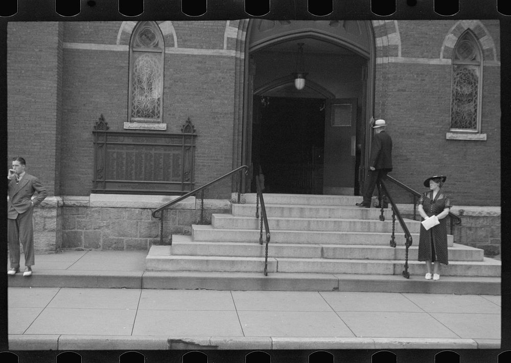 [Untitled photo, possibly related to: Going to church on Sunday morning, Manchester, New Hampshire]. Sourced from the…