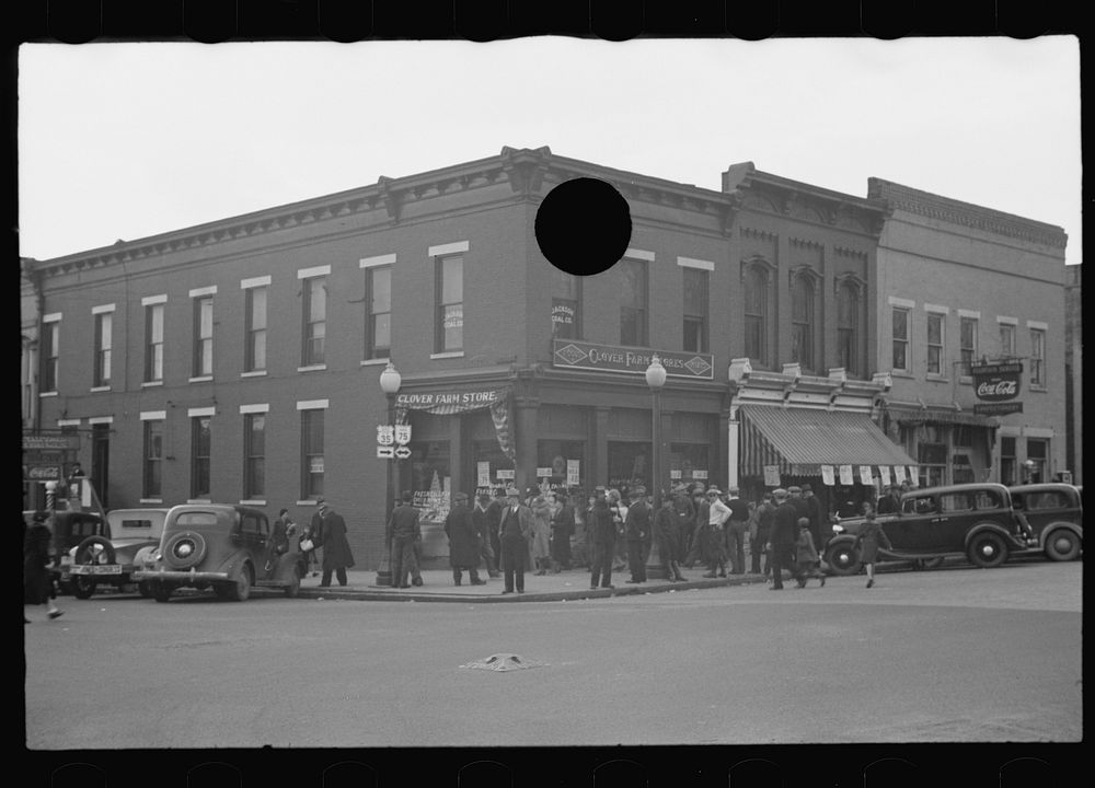 [Untitled photo, possibly related to: Street scene, Saturday afternoon in Jackson, Ohio]. Sourced from the Library of…