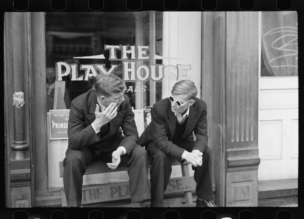 Young fellows in front of pool hall, Jackson, Ohio. Sourced from the Library of Congress.