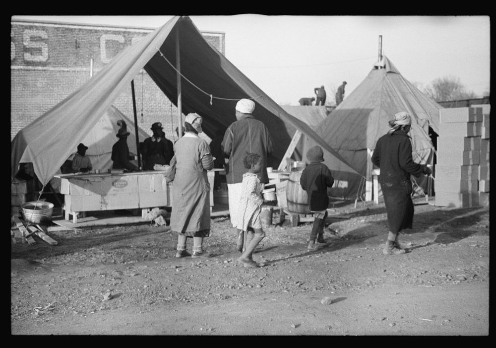 [Untitled photo, possibly related to: Mess line at the camp at Forrest City, Arkansas]. Sourced from the Library of Congress.