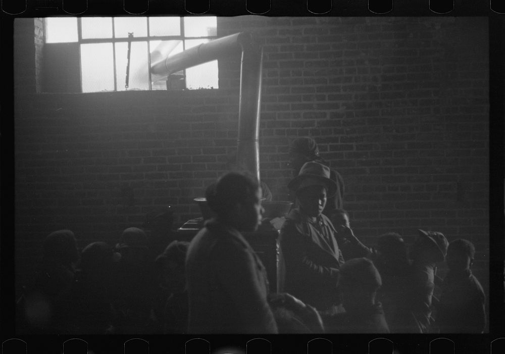 [Untitled photo, possibly related to: Interior of cotton compress at Forrest City, Arkansas where sick  refugees from flood…