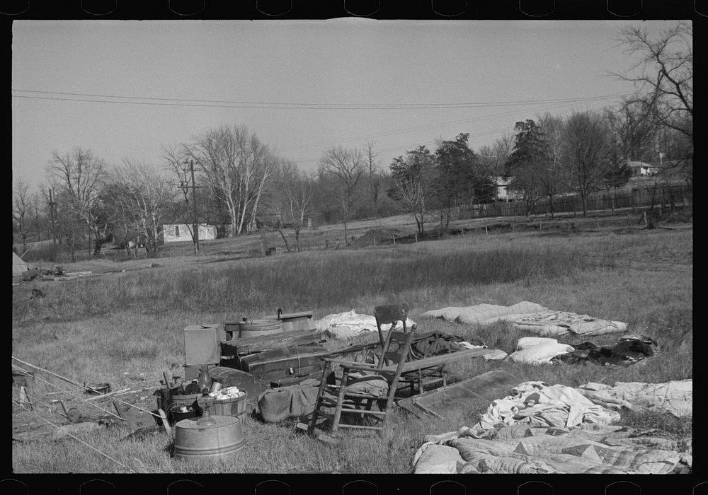 Household goods and personal effects rescued from the path of the flood and brought to the camp at Forrest City, Arkansas.…