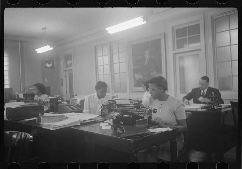 [Untitled photo, possibly related to: Employees of  insurance company, Chicago, Illinois]. Sourced from the Library of…