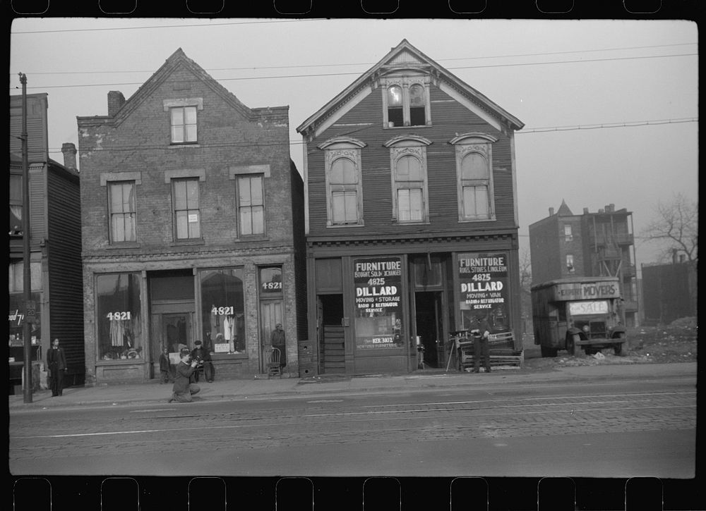 [Untitled photo, possibly related to: Barber shop in the Black Belt, Chicago, Illinois]. Sourced from the Library of…