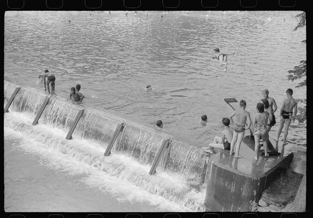 [Untitled photo, possibly related to: Swimming pool created by CCC (Civilian Conservation Corps) dam, Huntingdon…